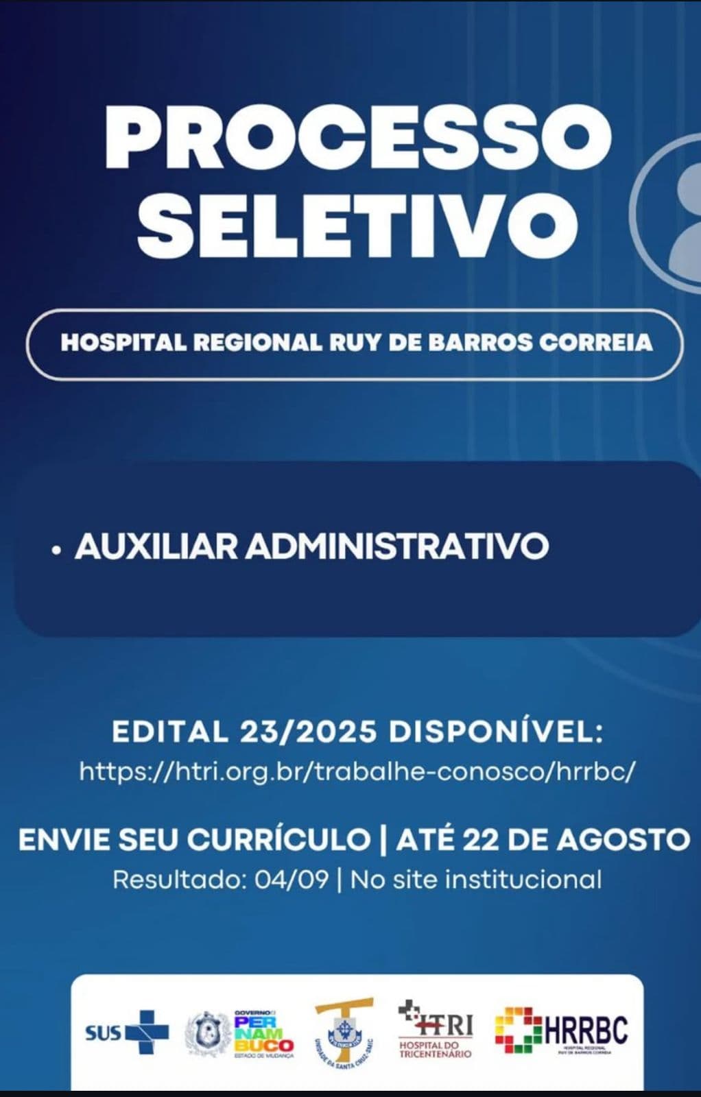Hospital Regional de Arcoverde abre vaga para Auxiliar Administrativo com contratação imediata