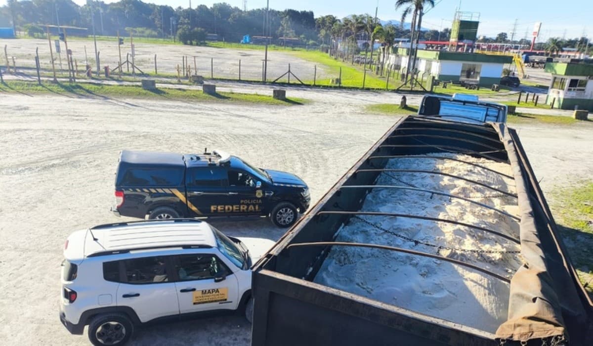 Operação conjunta apreende 48 toneladas de açúcar com suspeita de adulteração no Porto de Paranaguá