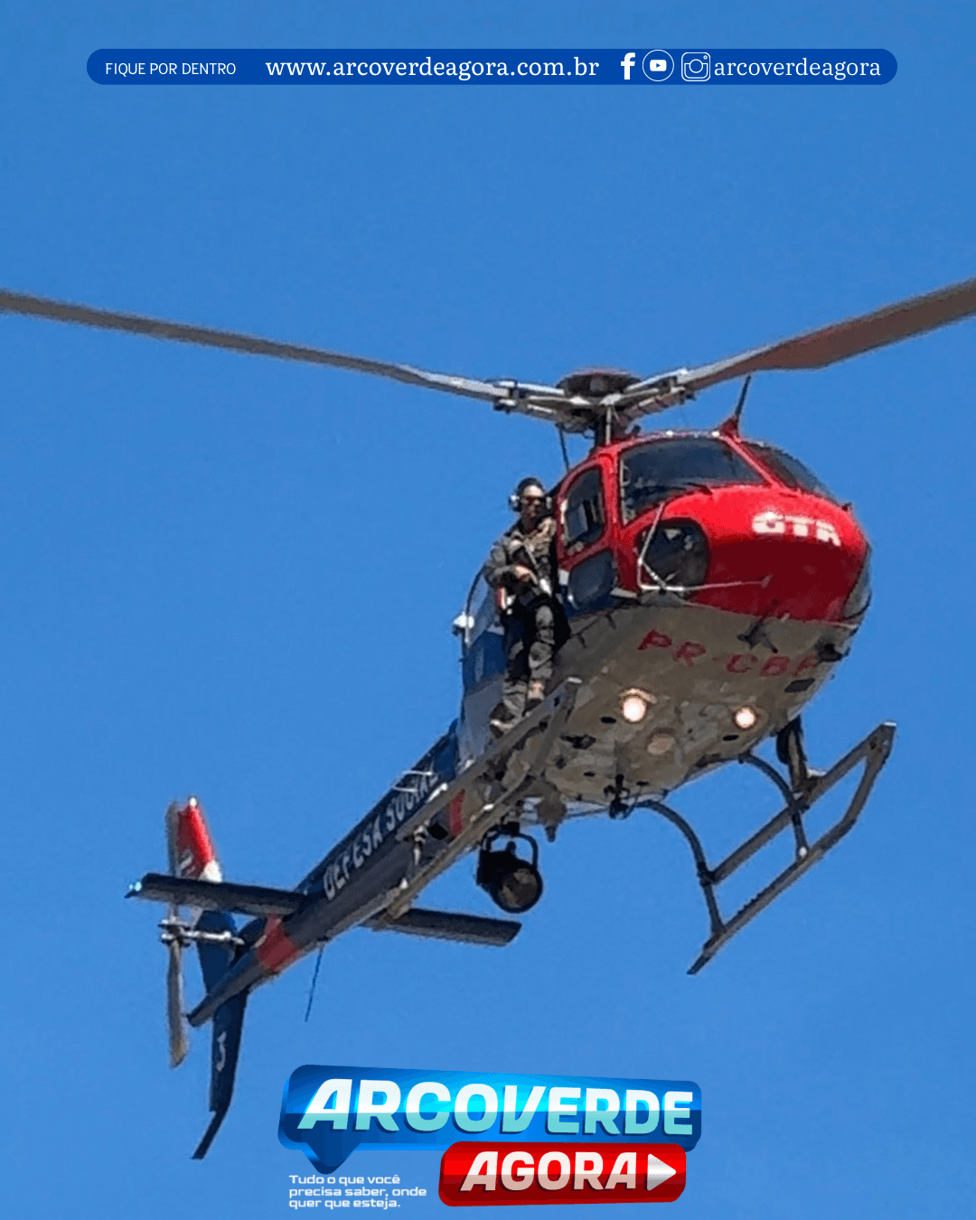 Helicóptero da Polícia Militar chama atenção em Arcoverde; 3º BPM vai divulgar motivo às 16h