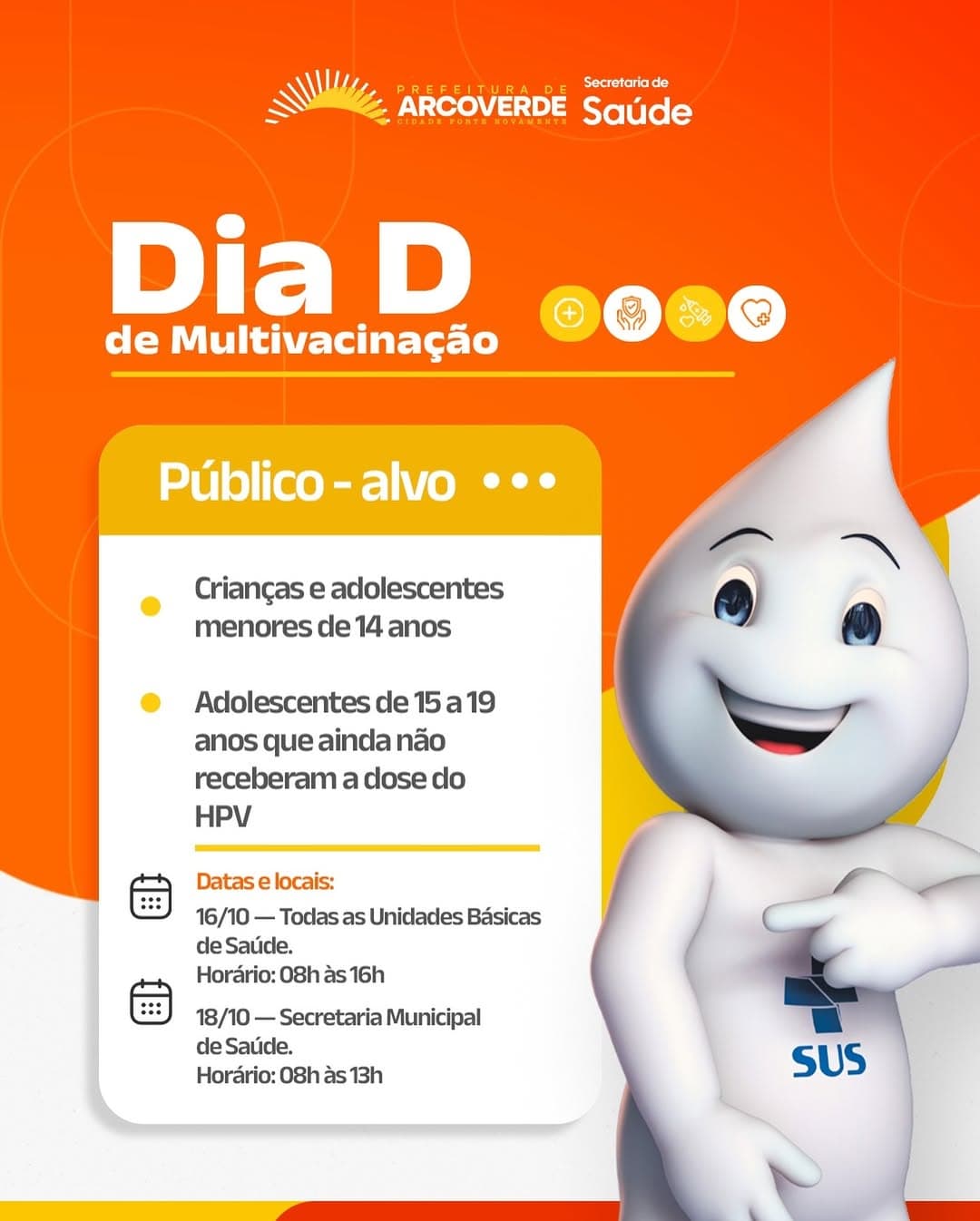 SAÚDE INFANTIL: Arcoverde Promove Dia D de Multivacinação nos Dias 16 e 18 de Outubro