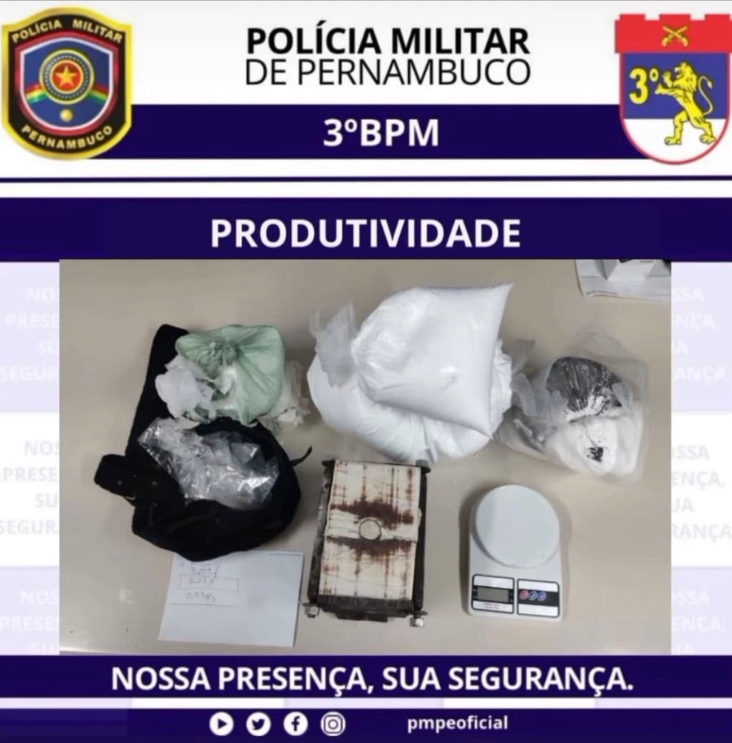 3º BPM APREENDE MAIS DE 6 KG DE DROGAS, INCLUINDO COCAÍNA E PASTA BASE, EM OPERAÇÃO DE GRANDE PORTE EM ARCOVERDE