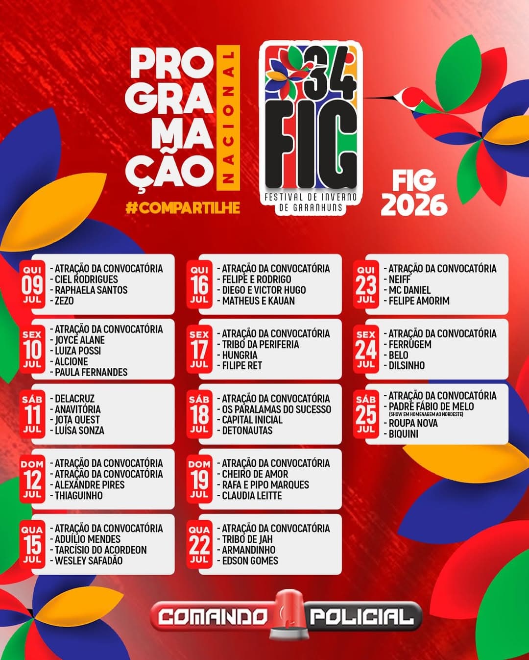 FIG 2026 DE PESO: Garanhuns Revela Grade Nacional da Praça Mestre Dominguinhos com Wesley Safadão, Jota Quest, Luísa Sonza e Mais