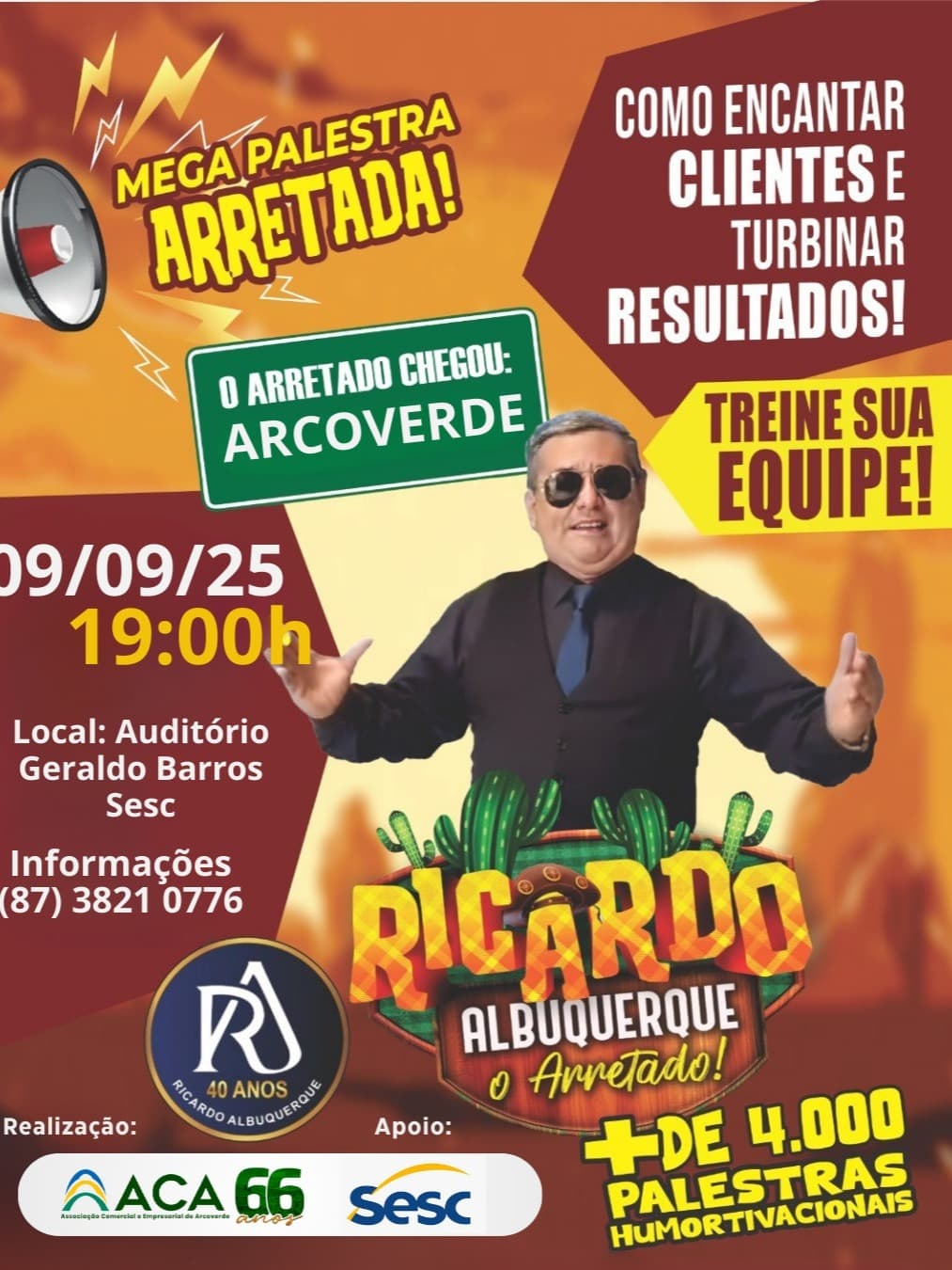 Arcoverde recebe palestra motivacional com Ricardo Albuquerque no Sesc nesta terça (9)