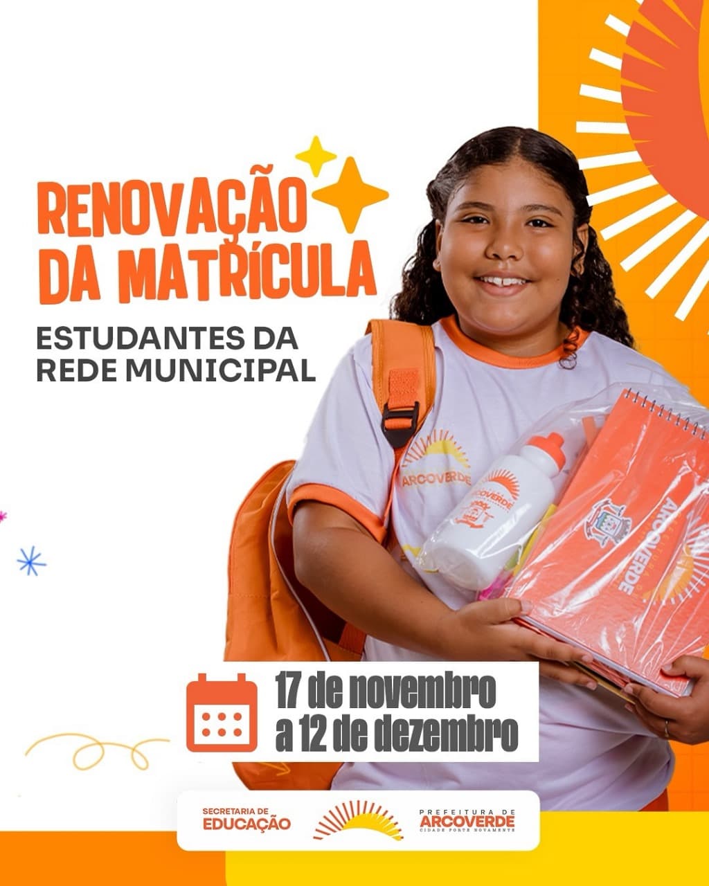 Matrículas da Rede Municipal de Arcoverde para 2026 começam hoje