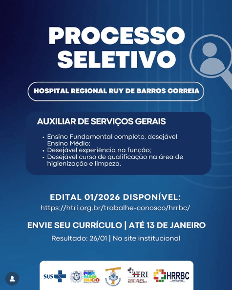 Hospital Regional de Arcoverde abre seleção para Auxiliar de Serviços Gerais