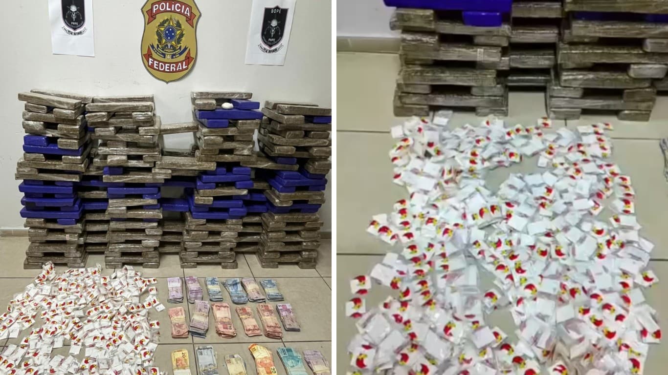 Ação conjunta da PF e BOPE apreende 200kg de drogas e R$ 30 mil em Xexéu
