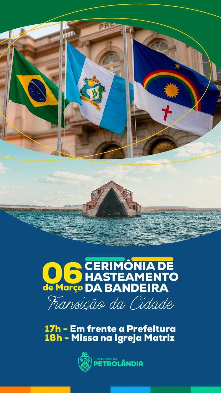 Petrolândia celebra Transição da Cidade com hasteamento das bandeiras e entrega de retroescavadeira