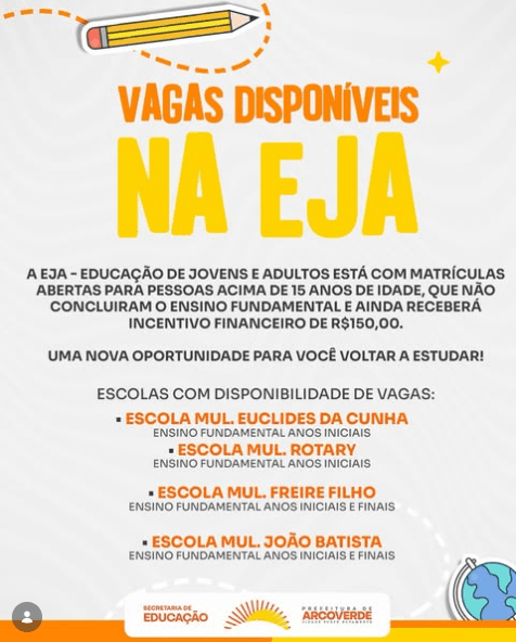 Prefeitura de Arcoverde abre vagas para Educação de Jovens e Adultos com incentivo financeiro