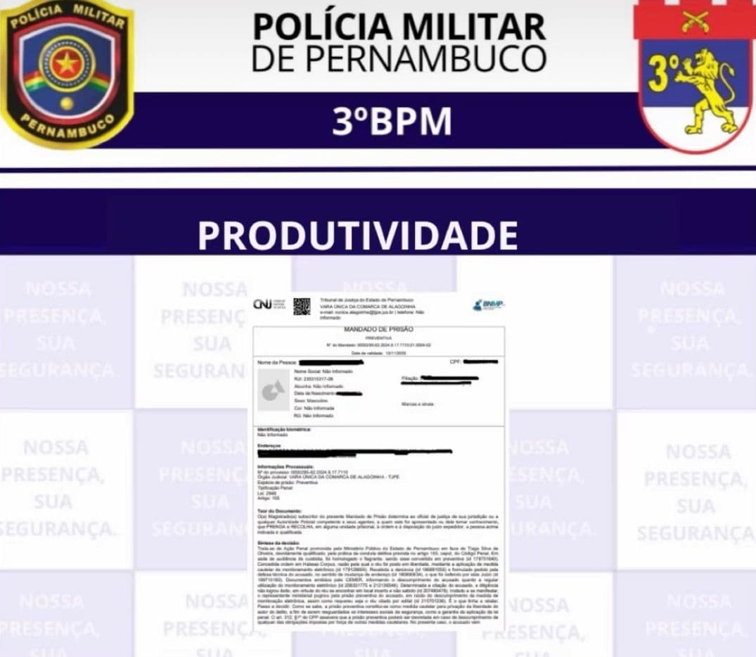 Homem com mandado de prisão é detido durante patrulhamento em Arcoverde