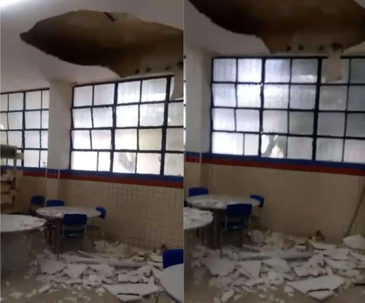Teto de biblioteca desaba em Escola Técnica Estadual no Recife