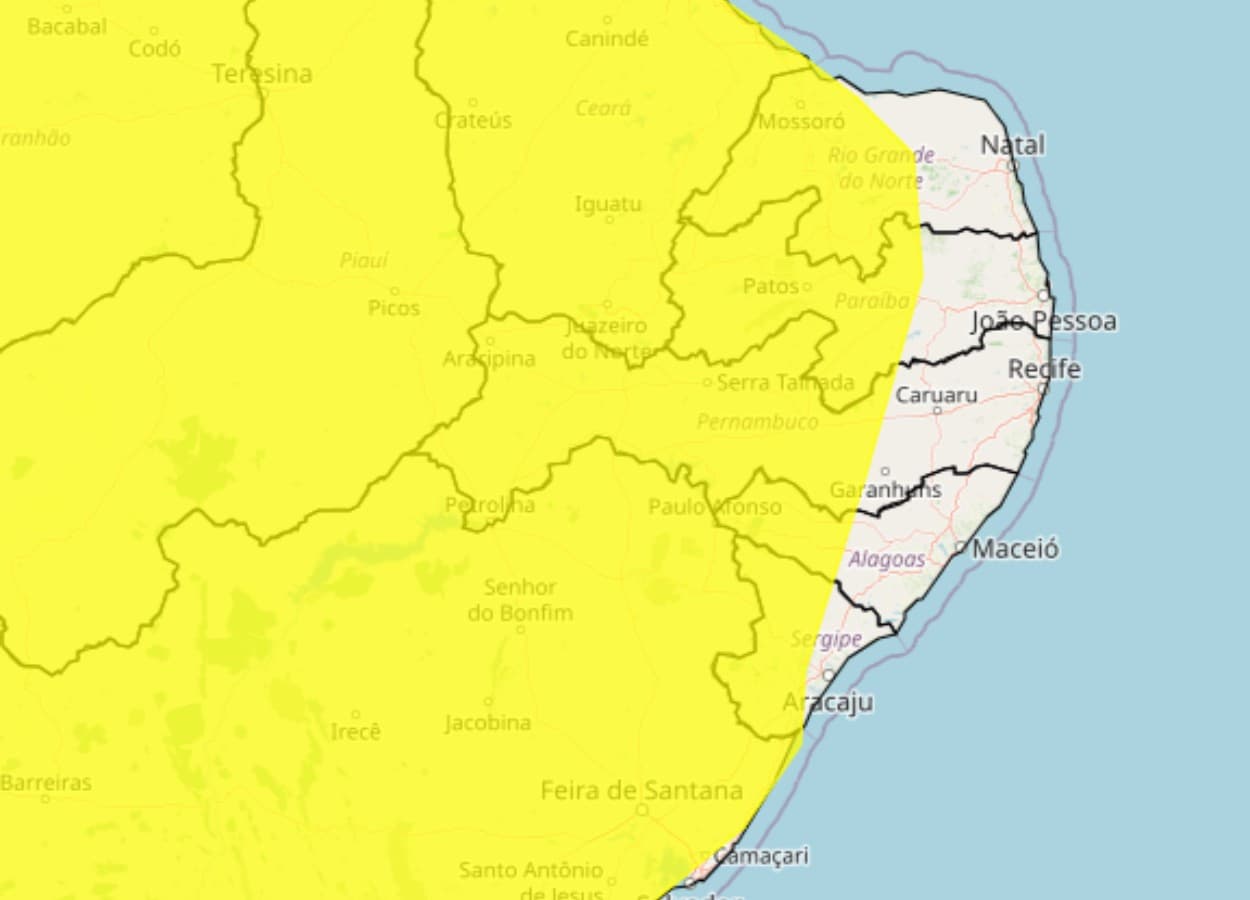 Inmet renova alerta amarelo de chuvas intensas para 50 municípios de Pernambuco