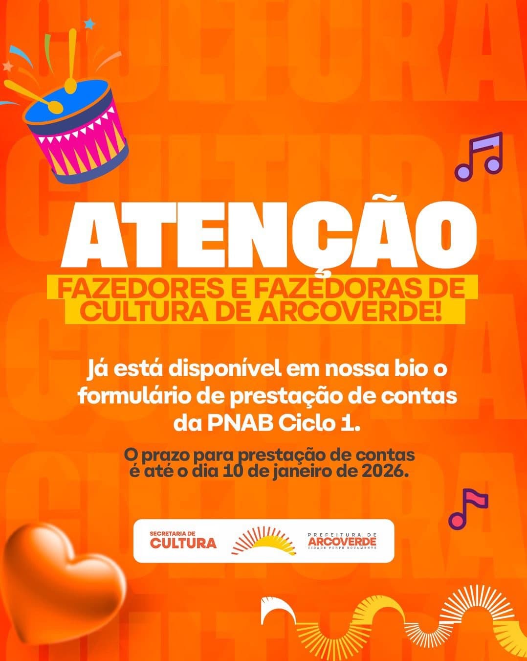 Secretaria de Cultura de Arcoverde abre prazo para prestação de contas da PNAB – Ciclo 1