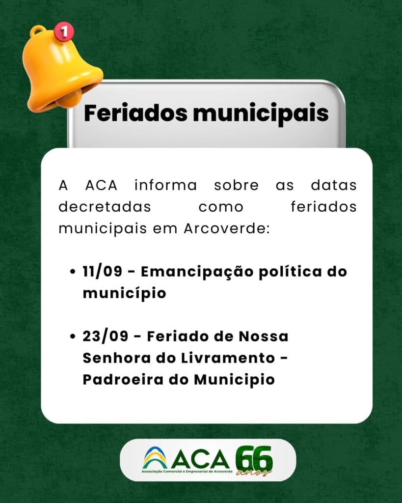 Feriado da Padroeira: comércio de Arcoverde fecha nesta terça (23)