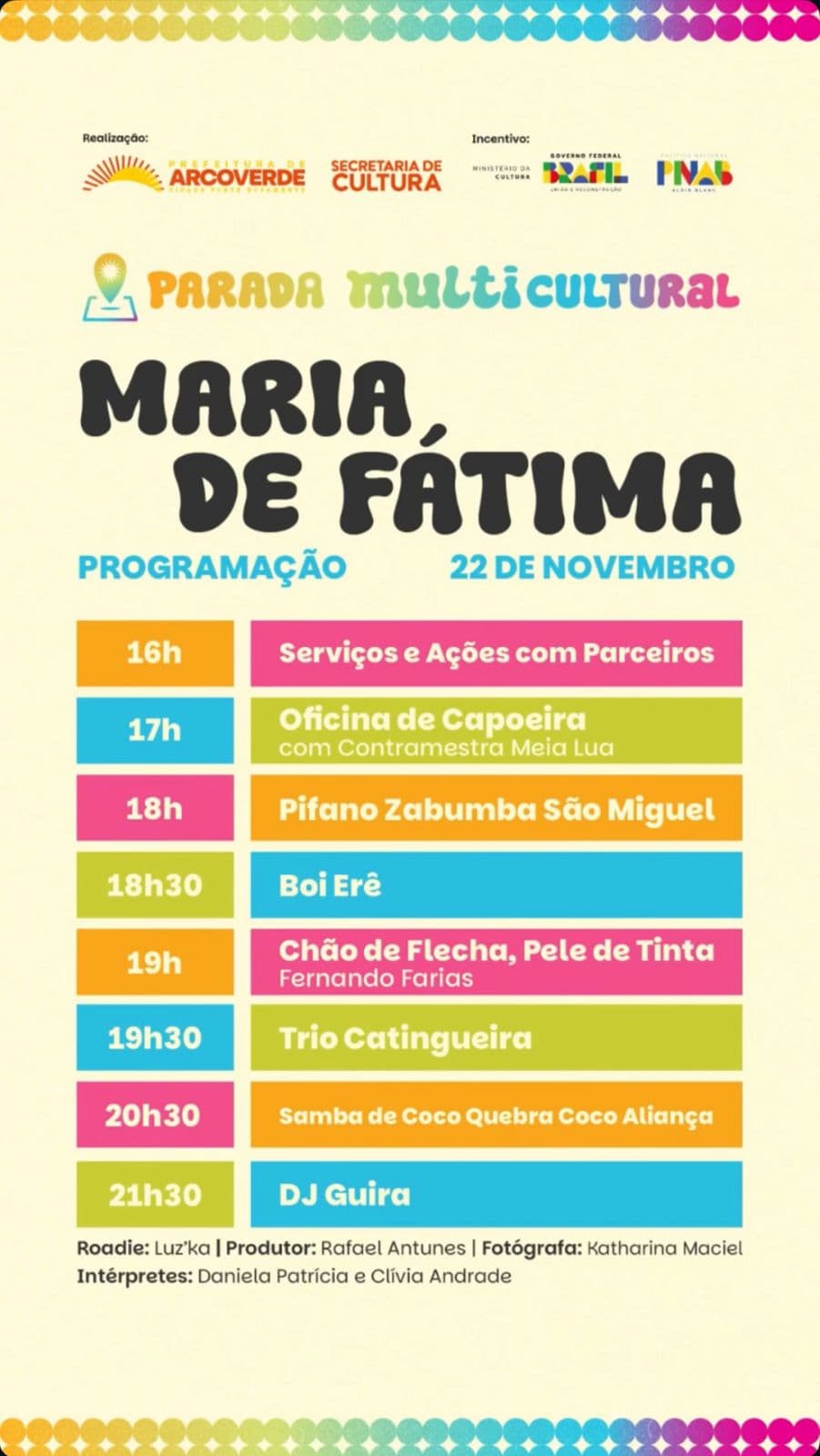 Parada Multicultural Maria de Fátima acontece neste sábado (22) em Arcoverde