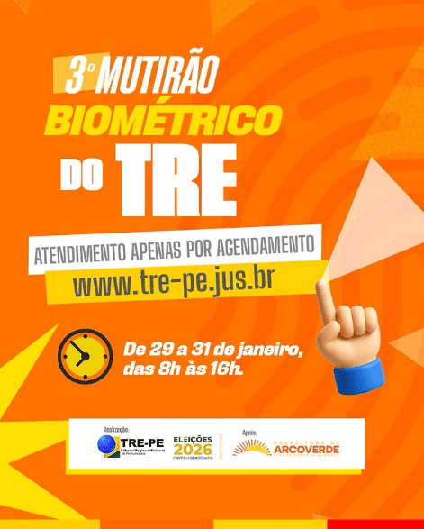 TRE promove 3º Mutirão Biométrico em Arcoverde entre os dias 29 e 31 de janeiro