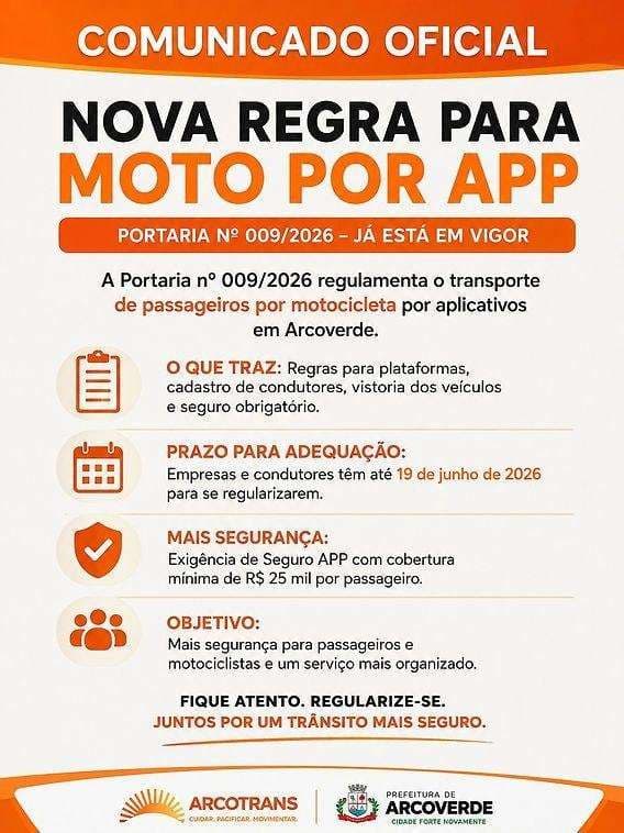 Arcotrans oficializa novas regras para transporte por aplicativo em Arcoverde