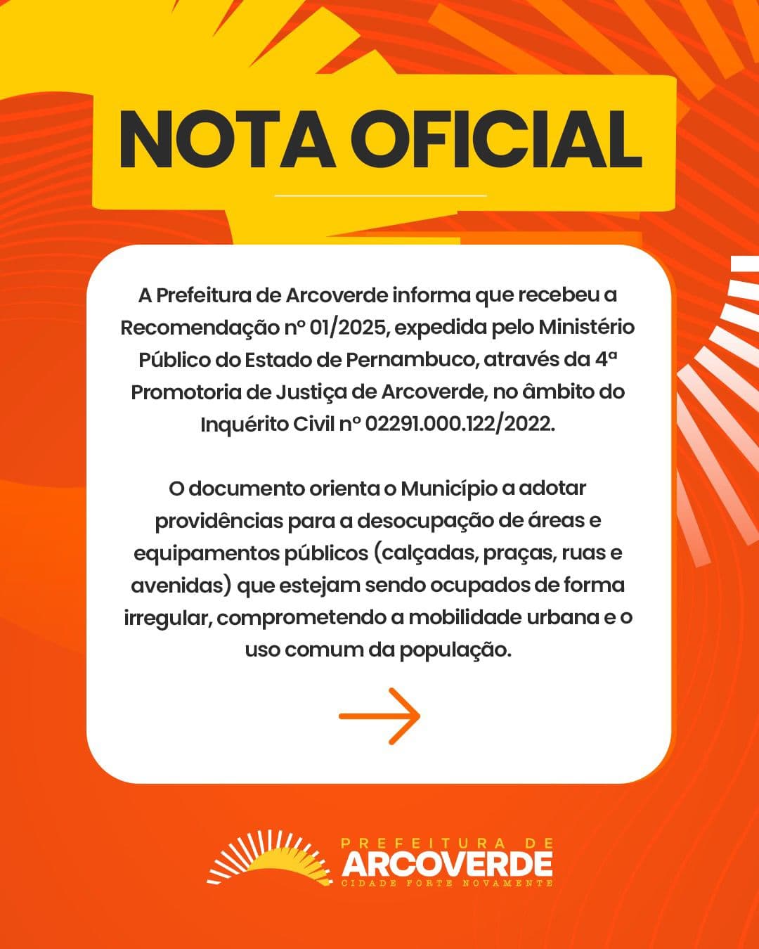 Prefeitura de Arcoverde garante organização e segurança com ações de ordenamento urbano