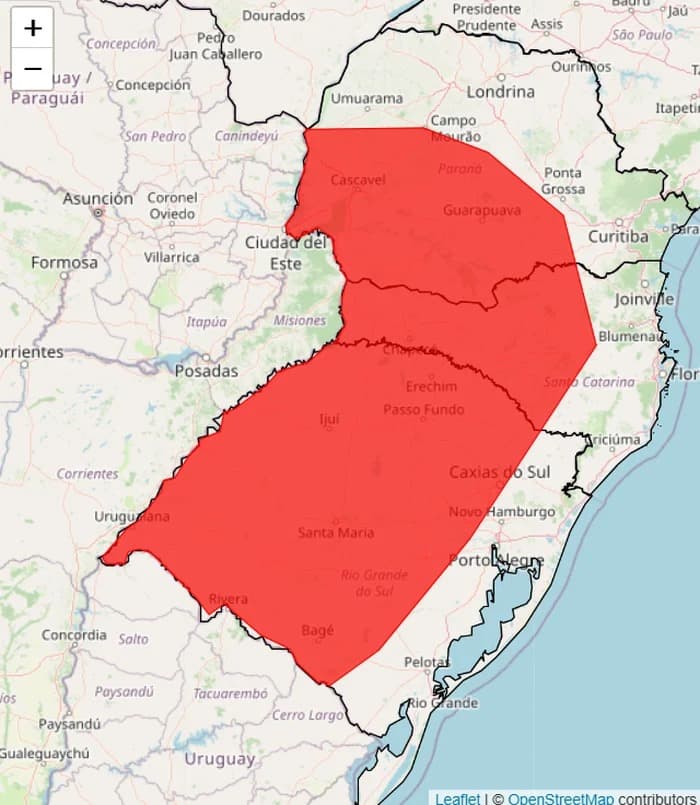 RS entra em alerta vermelho para tempestade com risco extremo devido a novo ciclone extratropical