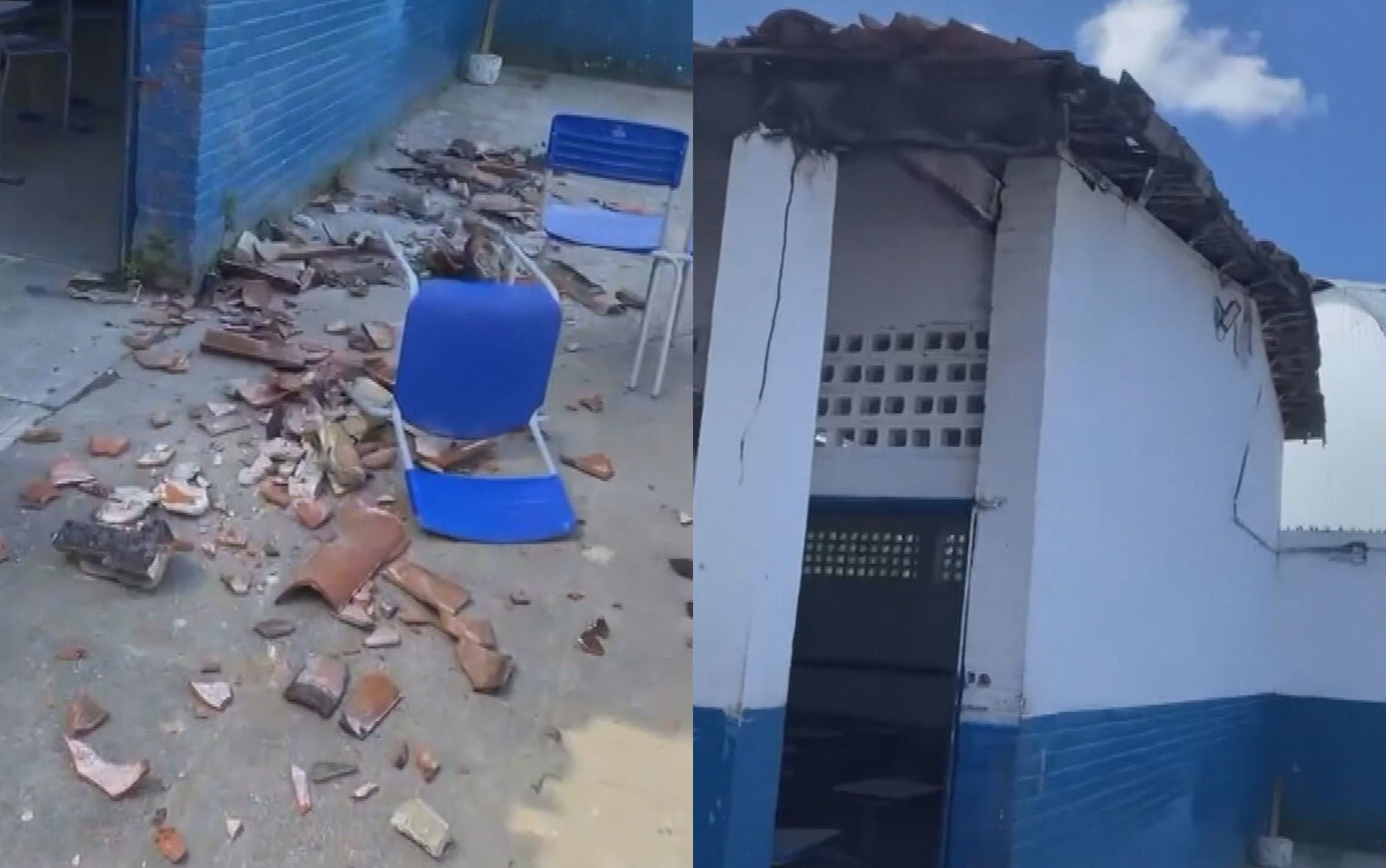 Acidente em escola estadual na Mustardinha deixa feridos após queda de telhas