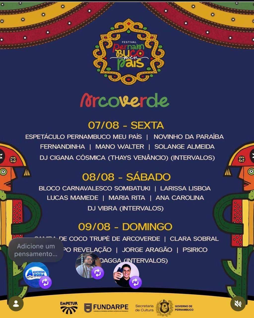 Governo de Pernambuco oficializa programação do Festival Pernambuco Meu País em Arcoverde