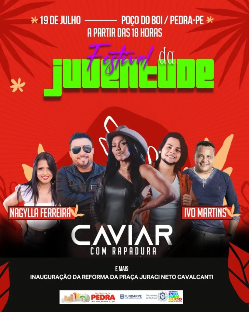 Pedra se prepara para o Festival da Juventude 2025 com grandes shows e reinauguração de praça revitalizada